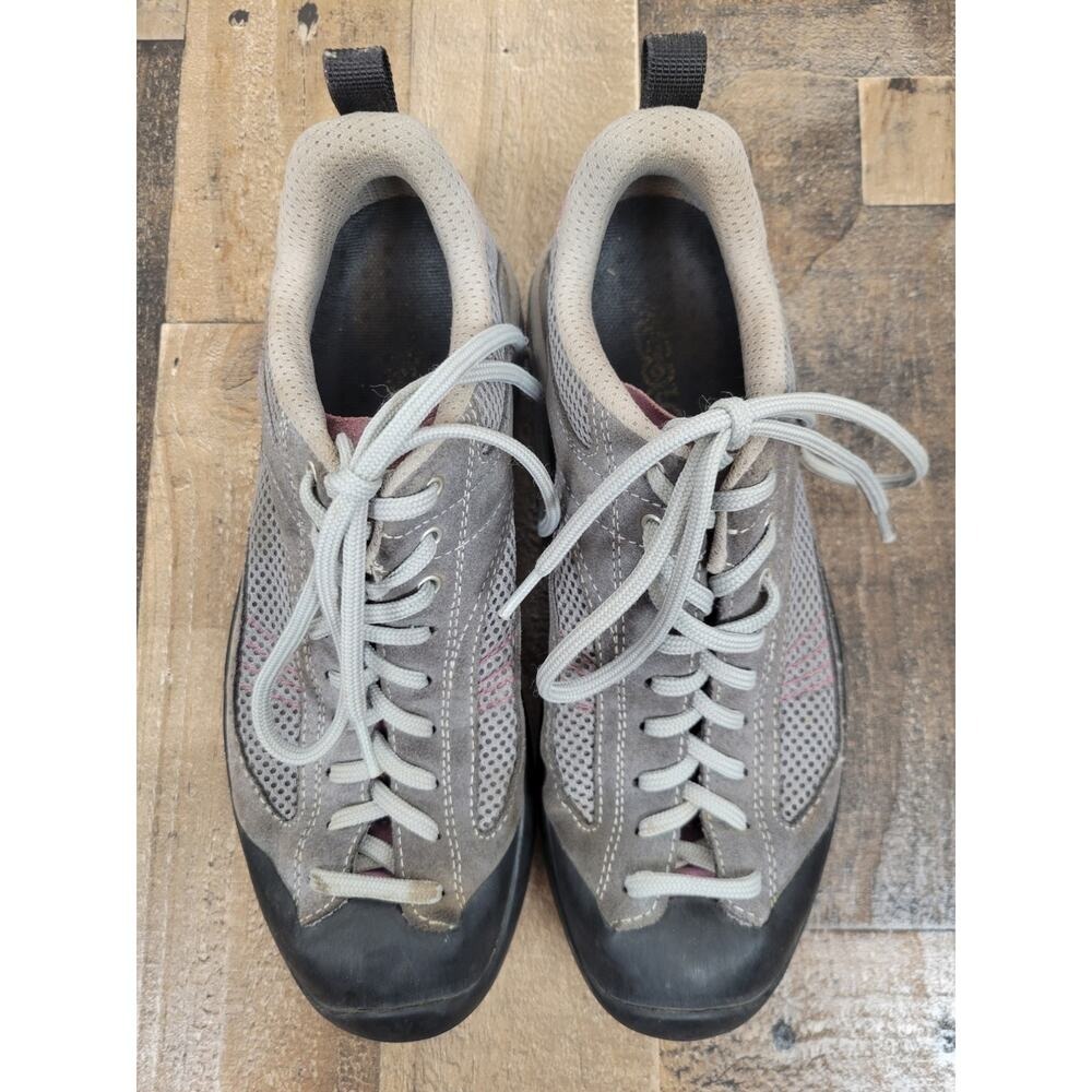 Asolo Womens 8.5 Purple Gray‎ Suede Hiking Climbing Outdoor Vibram Sole Shoes